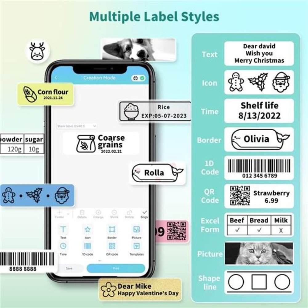 Label Maker Machine with Tape,Portable Bluetooth Label Printer,Small Smart Phone - Picture 2 of 6